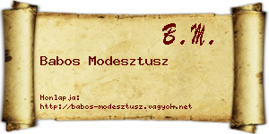 Babos Modesztusz névjegykártya
